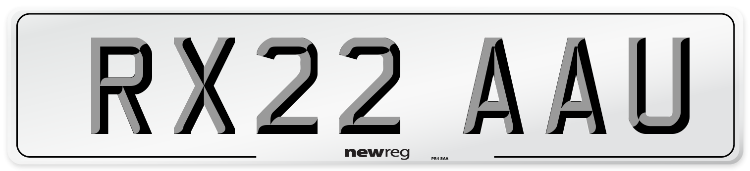 RX22 AAU Front Number Plate