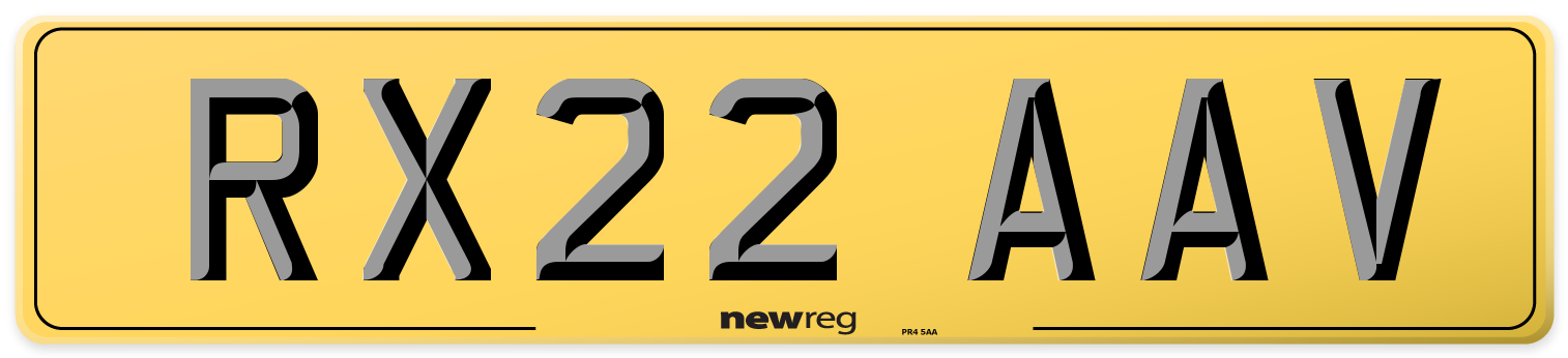 RX22 AAV Rear Number Plate
