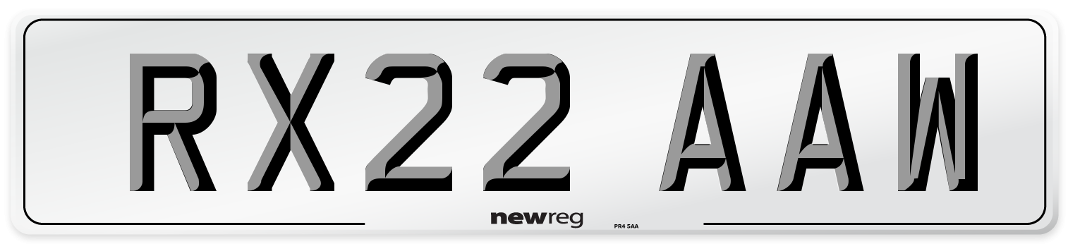 RX22 AAW Front Number Plate