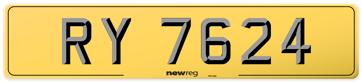 RY 7624 Rear Number Plate