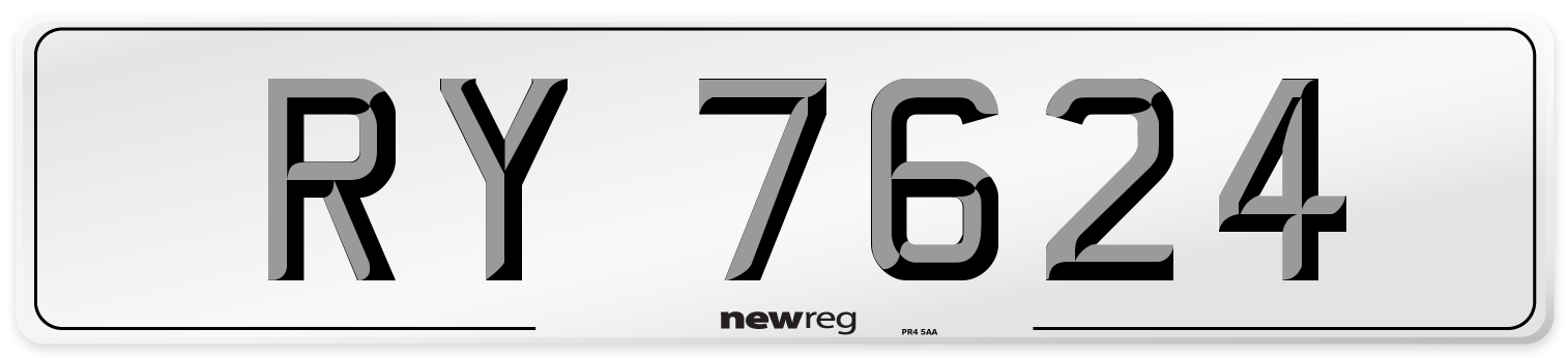RY 7624 Front Number Plate