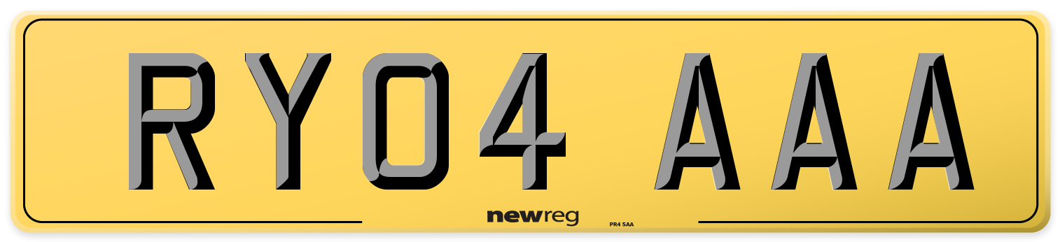 RY04 AAA Rear Number Plate