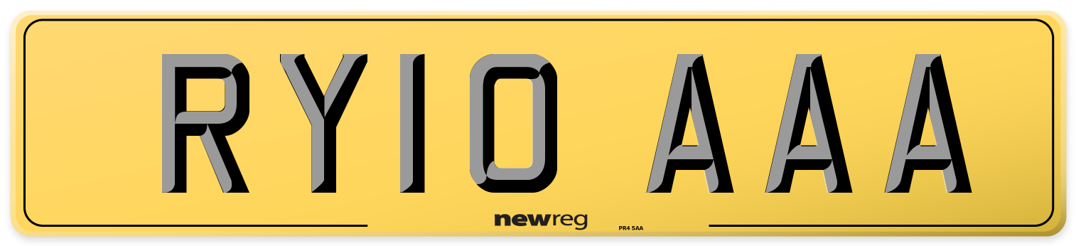 RY10 AAA Rear Number Plate