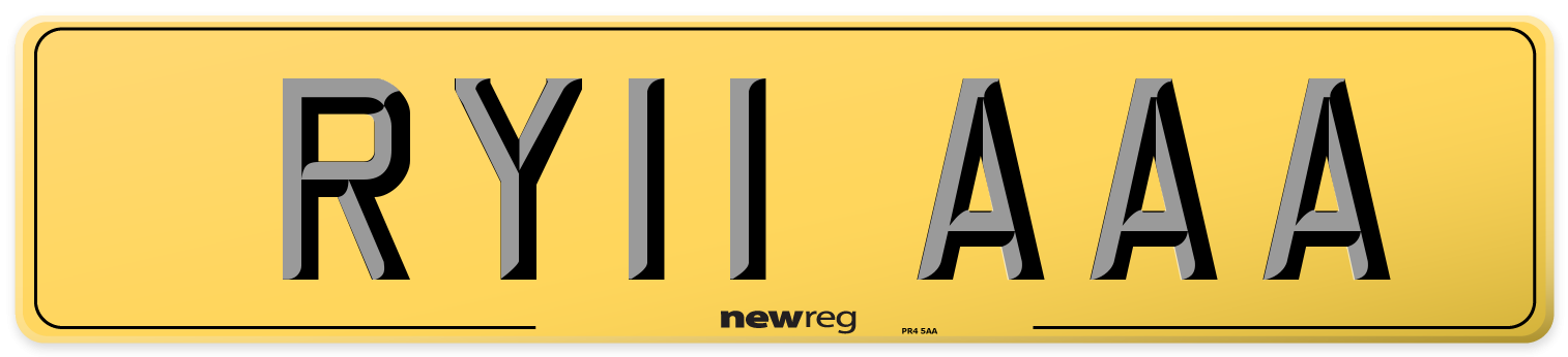 RY11 AAA Rear Number Plate