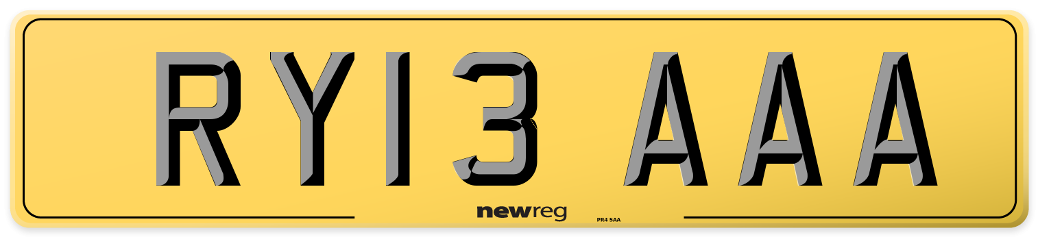 RY13 AAA Rear Number Plate