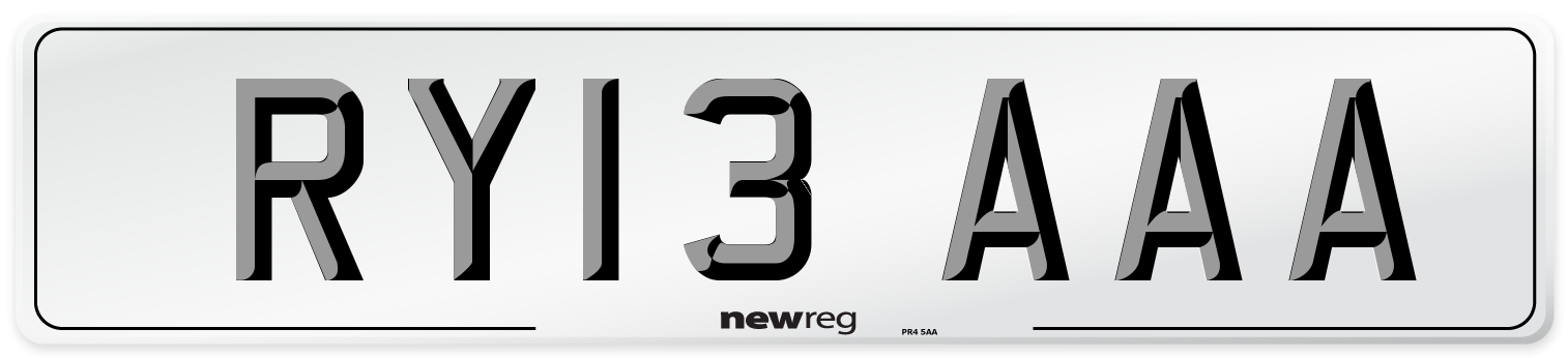 RY13 AAA Front Number Plate