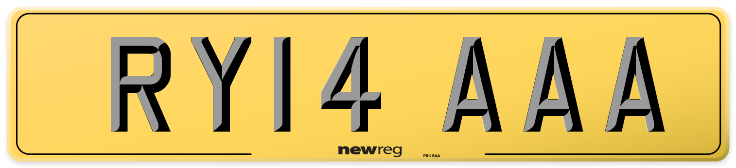 RY14 AAA Rear Number Plate