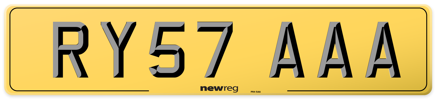 RY57 AAA Rear Number Plate