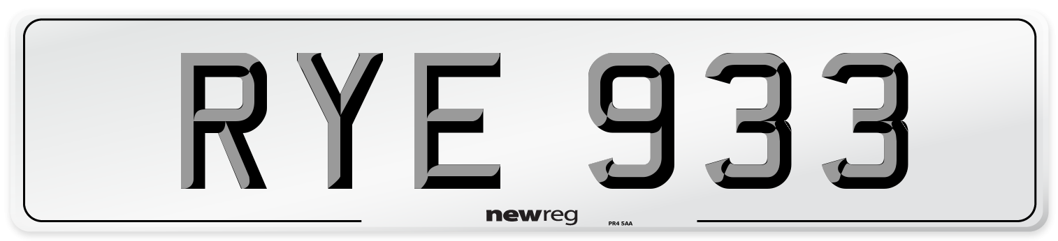 RYE 933 Front Number Plate