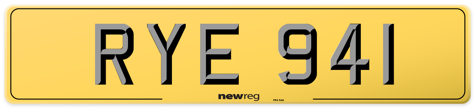 RYE 941 Rear Number Plate