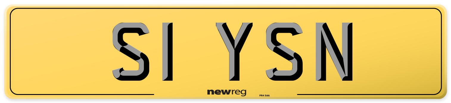 S1 YSN Rear Number Plate