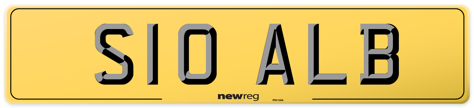 S10 ALB Rear Number Plate