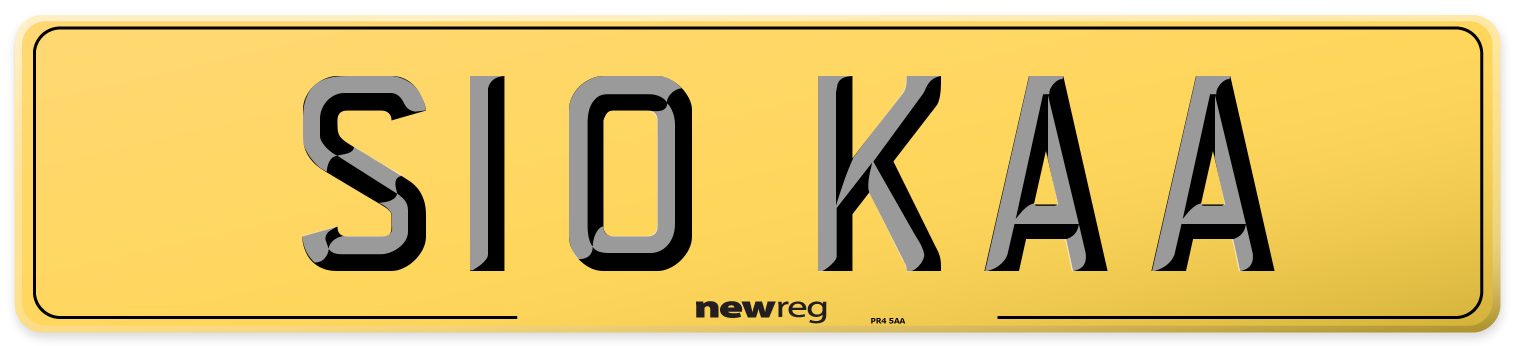 S10 KAA Rear Number Plate