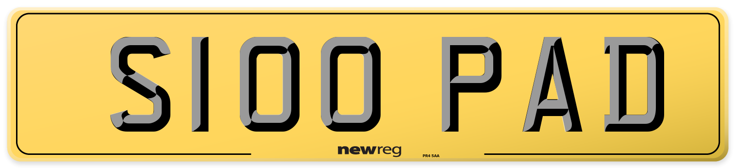 S100 PAD Rear Number Plate