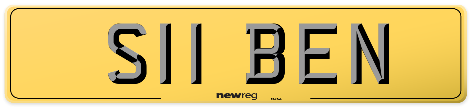 S11 BEN Rear Number Plate