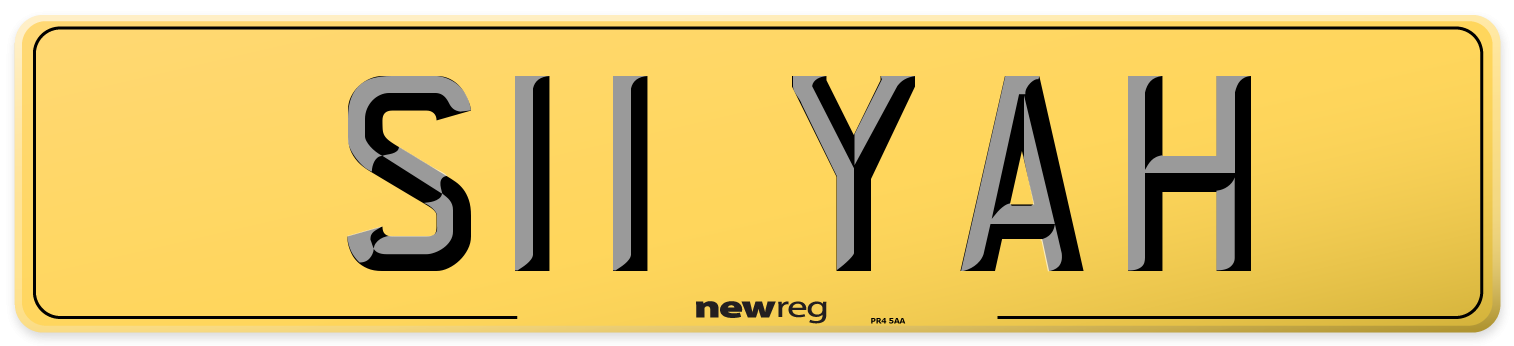 S11 YAH Rear Number Plate