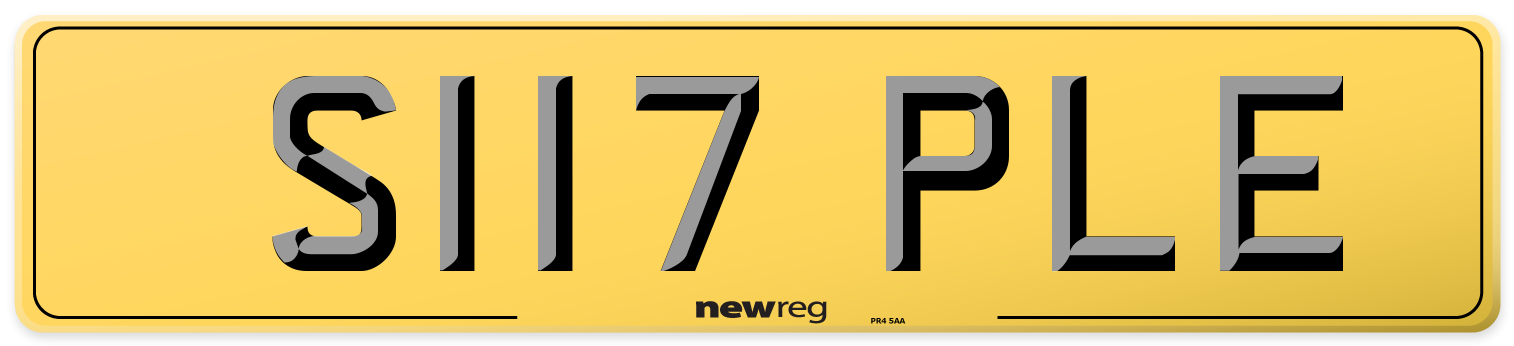 S117 PLE Rear Number Plate