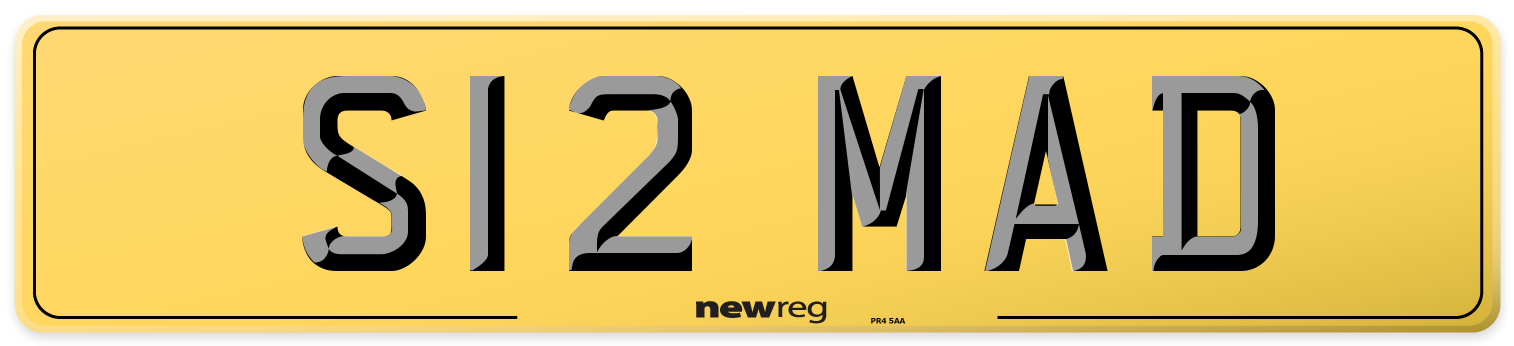 S12 MAD Rear Number Plate