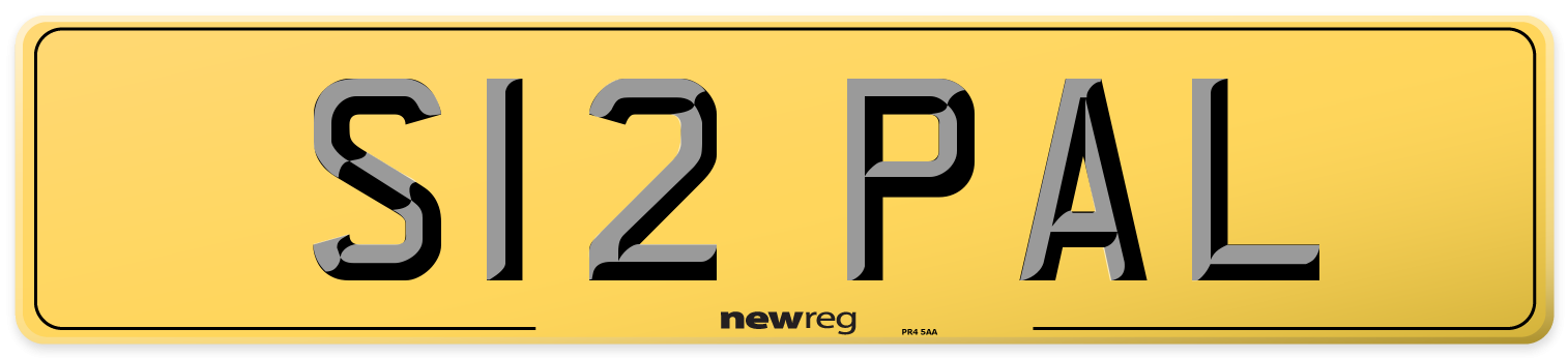 S12 PAL Rear Number Plate