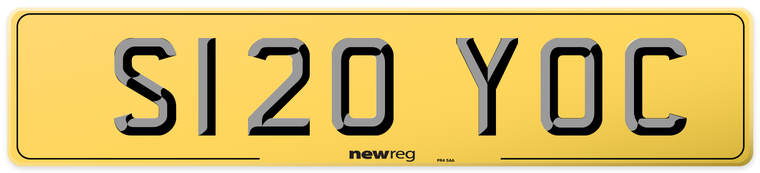 S120 YOC Rear Number Plate