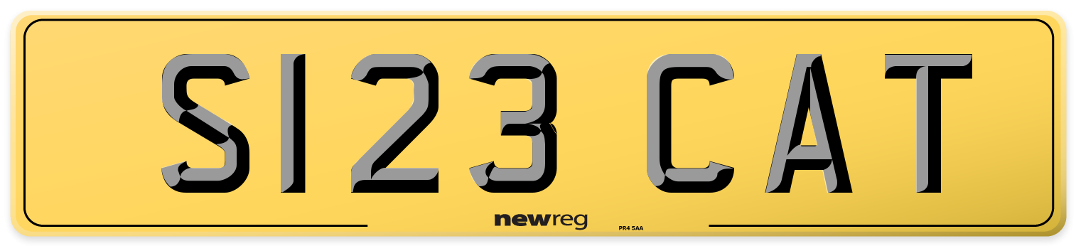S123 CAT Rear Number Plate