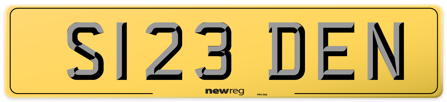 S123 DEN Rear Number Plate