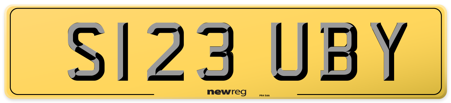 S123 UBY Rear Number Plate