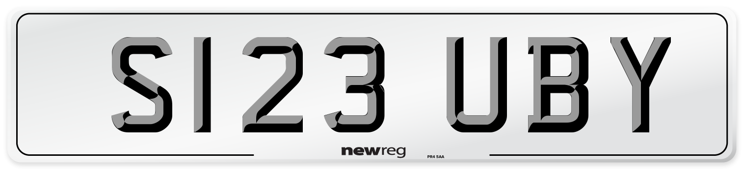S123 UBY Front Number Plate