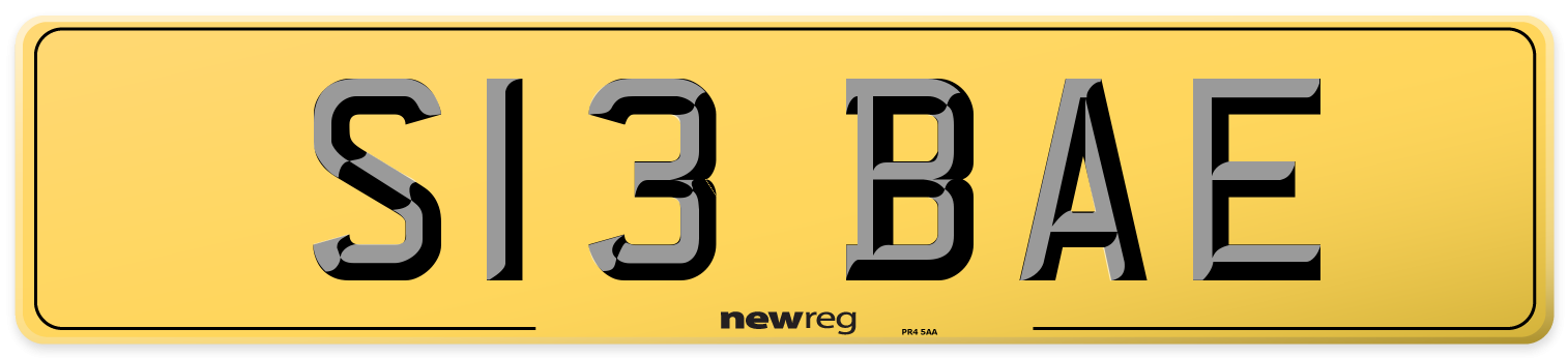 S13 BAE Rear Number Plate