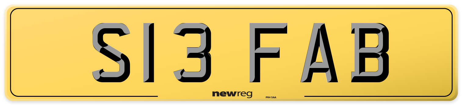 S13 FAB Rear Number Plate