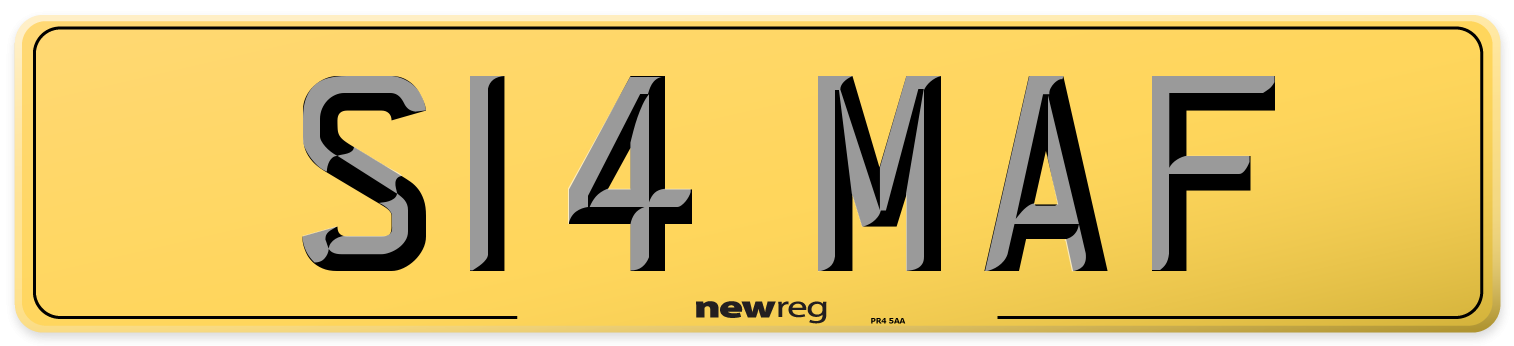 S14 MAF Rear Number Plate