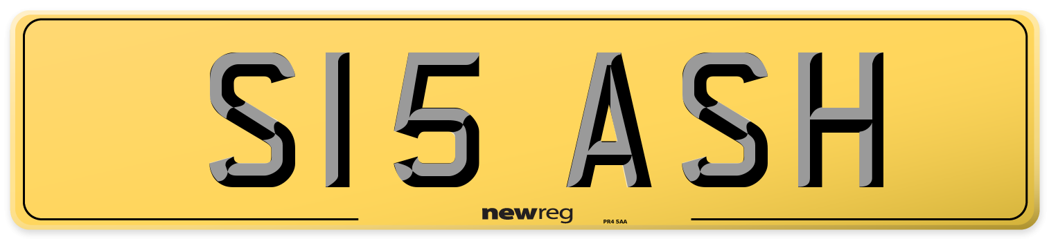 S15 ASH Rear Number Plate