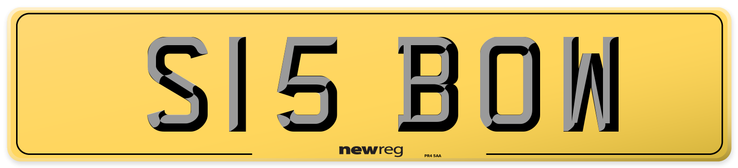 S15 BOW Rear Number Plate
