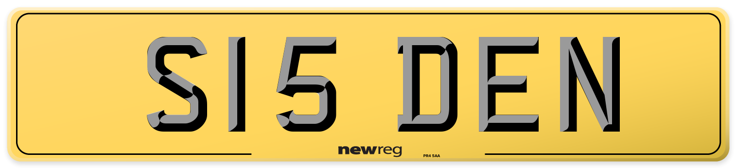 S15 DEN Rear Number Plate