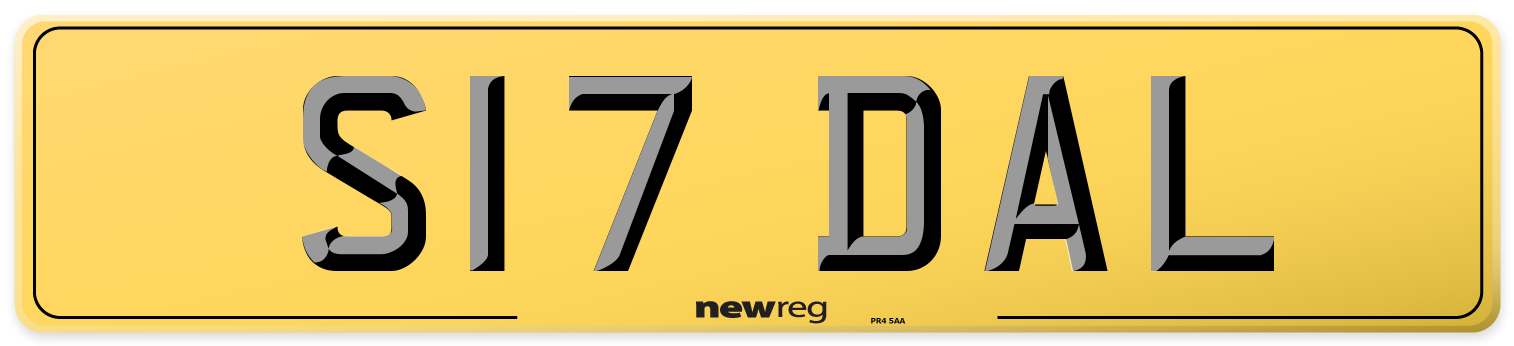 S17 DAL Rear Number Plate
