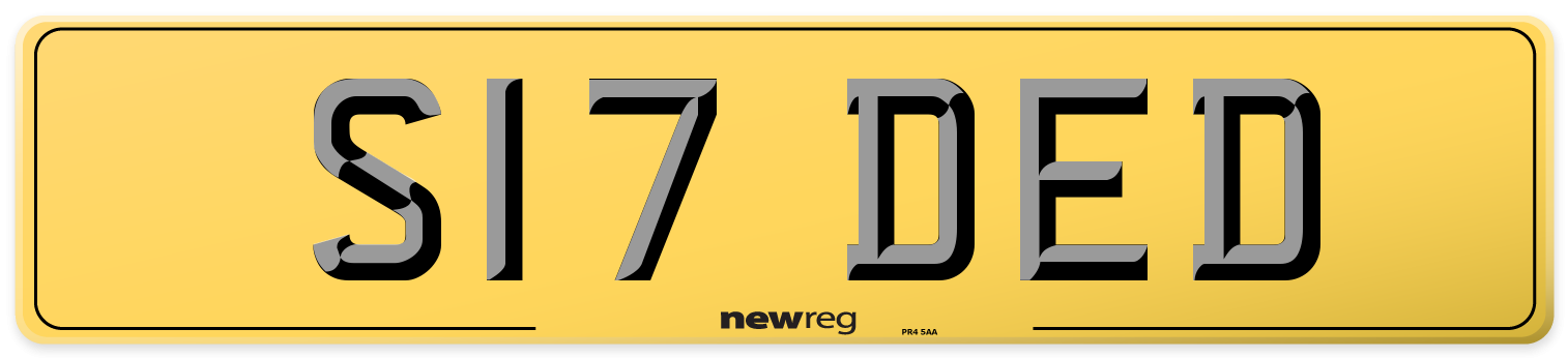 S17 DED Rear Number Plate
