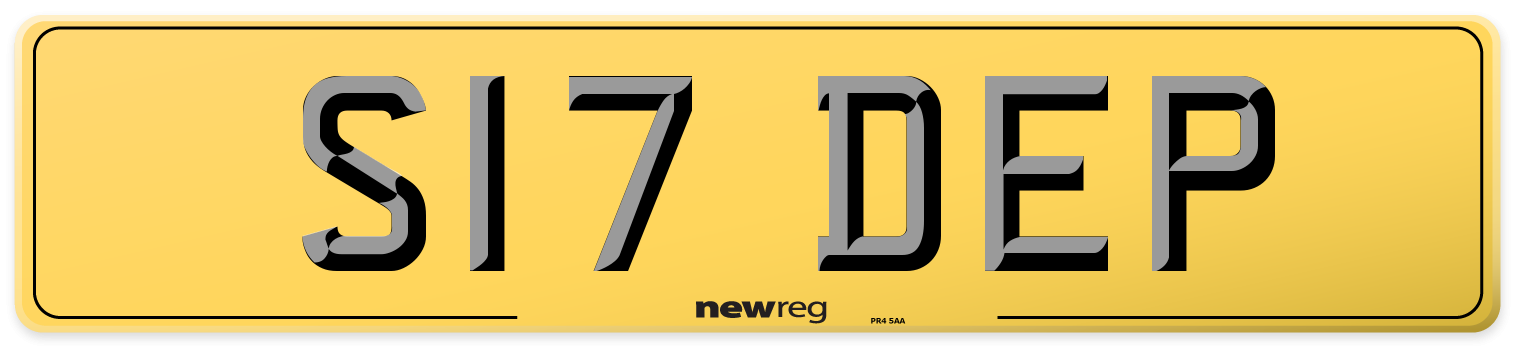 S17 DEP Rear Number Plate