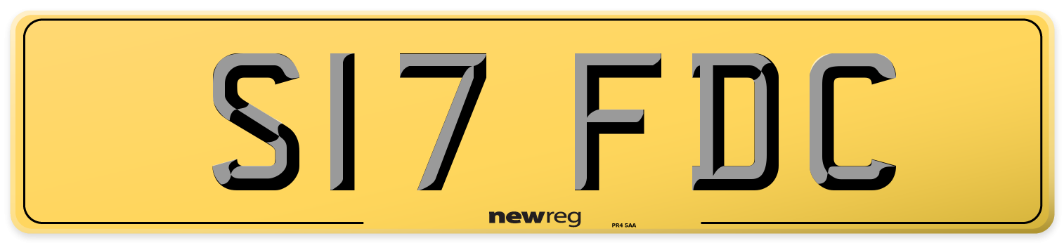 S17 FDC Rear Number Plate