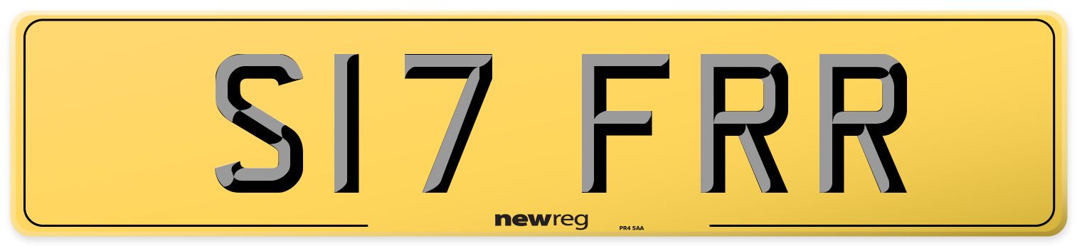 S17 FRR Rear Number Plate