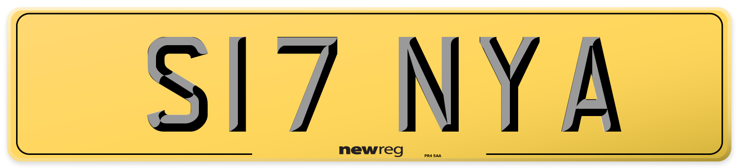S17 NYA Rear Number Plate