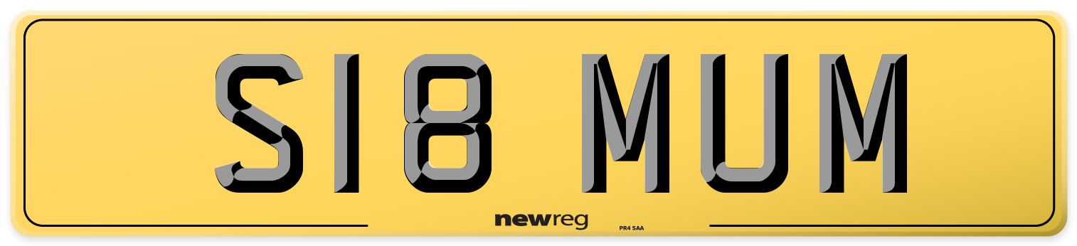 S18 MUM Rear Number Plate