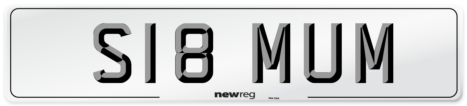S18 MUM Front Number Plate
