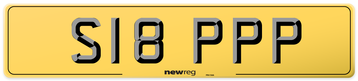 S18 PPP Rear Number Plate