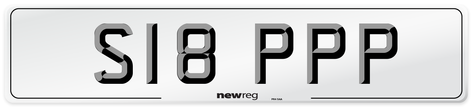 S18 PPP Front Number Plate