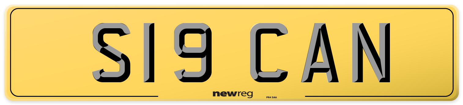 S19 CAN Rear Number Plate