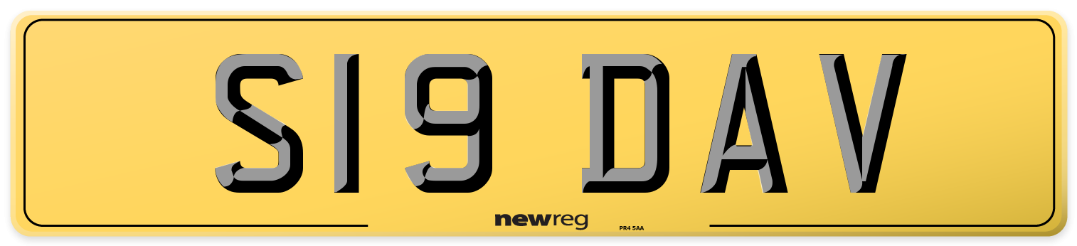 S19 DAV Rear Number Plate