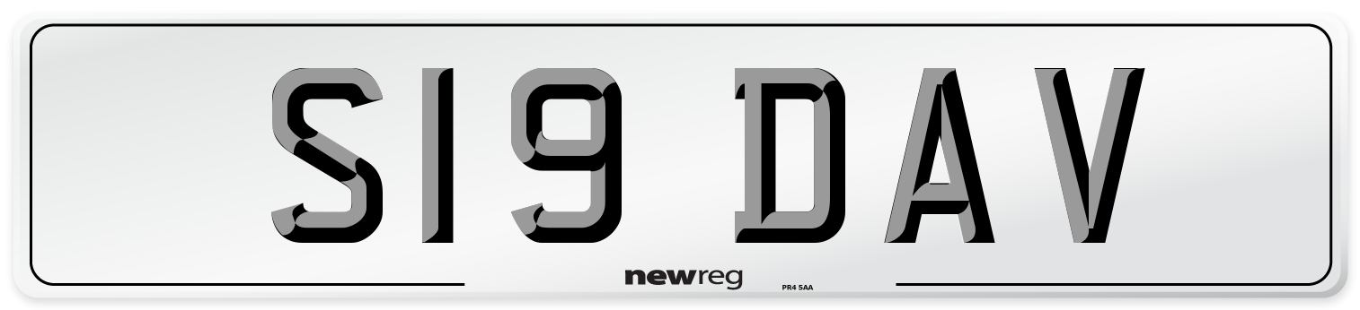 S19 DAV Front Number Plate