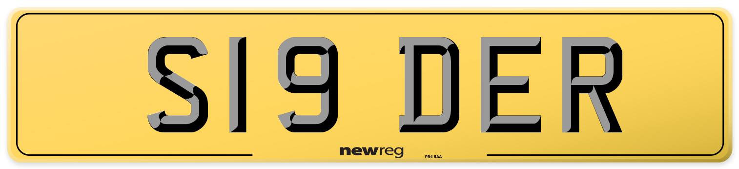 S19 DER Rear Number Plate
