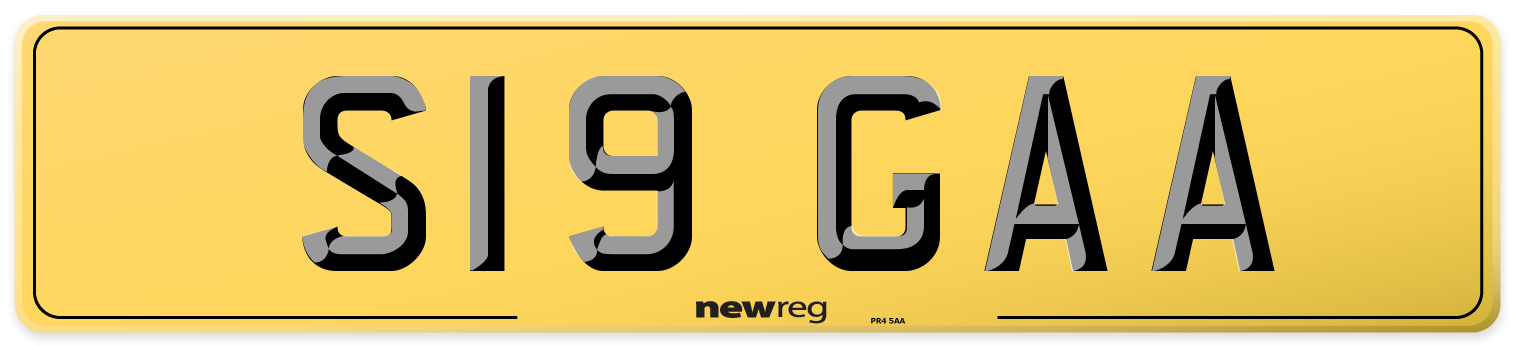 S19 GAA Rear Number Plate