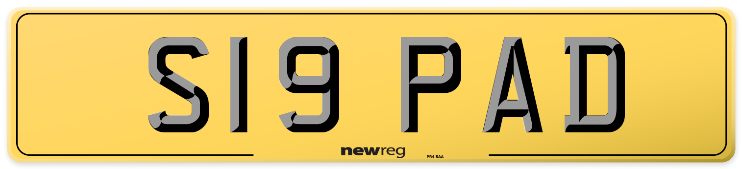 S19 PAD Rear Number Plate
